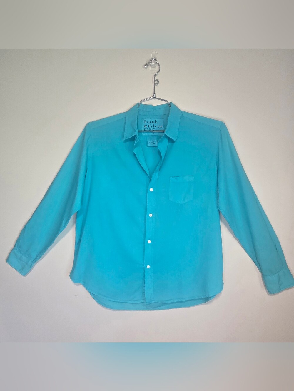 Frank & Eileen Shirt "Eileen" Button-Up Teal Blue 100% Cotton Women's Medium
